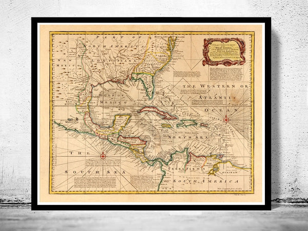 Old Map of Caribbean Area Antillas 1720 Vintage Map | Vintage Poster Wall Art Print | Wall Map Print | Old Map Print | Map Gift