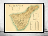 Old Map of Tenerife Canary Islands 1910 Vintage Map | Vintage Poster Wall Art Print | Wall Map Print | Old Map Print | Map Gift