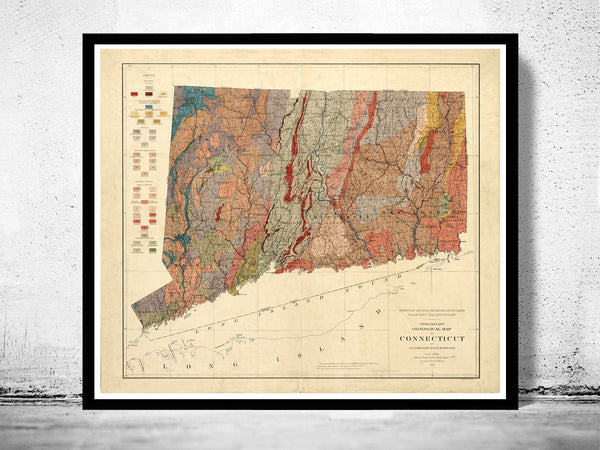 Old Map Connecticut State 1906 Vintage Map | Vintage Poster Wall Art Print | Wall Map Print | Old Map Print | Map Gift | Anniversary gift