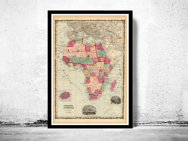 Old Map of Africa 1860 | World Map Gift World Map Print | Vintage World Map | World Map Wall Art | Map Gift | Anniversary gift