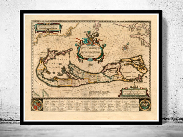 Old Map of Bermuda Islands 1662 Vintage Map | Vintage Poster Wall Art Print | Wall Map Print | Old Map Print | Map Gift | Anniversary gift