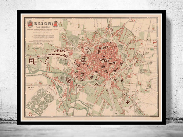 Old Map of Dijon France 1874 Vintage Map | Vintage Poster Wall Art Print | Wall Map Print | Old Map Print | Map Gift | Anniversary gift