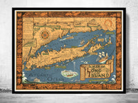 Old Map of Long Island 1933 Vintage Map | Vintage Poster Wall Art Print | Wall Map Print | Old Map Print | Map Gift | Anniversary gift