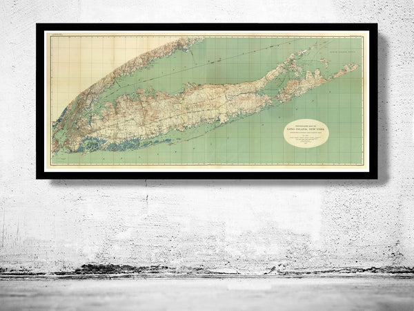 Old Map of Long Island 1913 Vintage Map | Vintage Poster Wall Art Print | Wall Map Print | Old Map Print | Map Gift | Anniversary gift