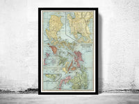 Old Map of Philippine Islands Philippines 1898 | Vintage Poster Wall Art Print | | Map Gift | Anniversary gift | Housewarming Gift