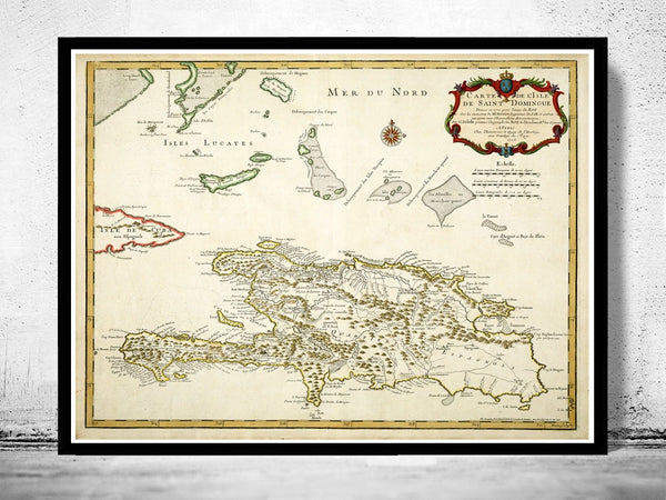 Old Map of Haiti and Dominican Republic 1725 | Vintage Poster Wall Art Print | Wall Map Print | Old Map Print | Map Gift