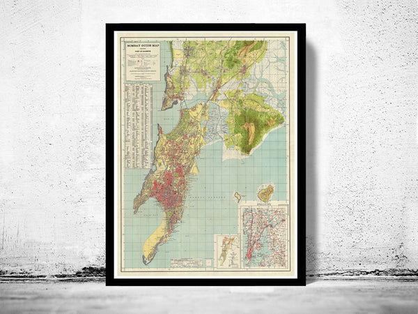 Old Map of Bombay Mumbai India Vintage Map | Vintage Poster Wall Art Print | Wall Map Print | Old Map Print | Map Gift | Anniversary gift