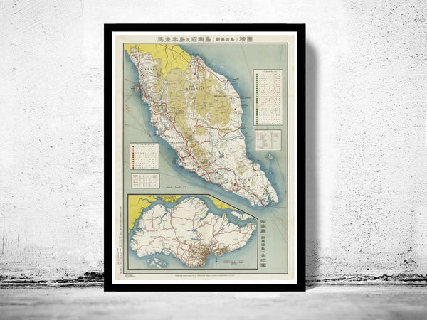 Old Map of Malay Peninsula Singapore | Vintage Poster Wall Art Print | Wall Map Print | Old Map Print | Map Gift | Anniversary gift