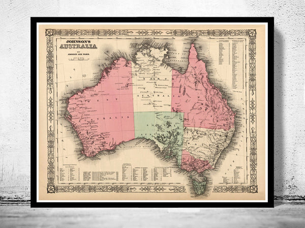 Old Map Australia Oceania 1864 Vintage Map | Vintage Poster Wall Art Print | Wall Map Print | Old Map Print | Map Gift | Anniversary gift