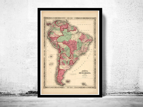 Old Map South America 1863 Vintage Map | World Map Gift World Map Print | Vintage World Map | World Map Wall Art | Map Gift