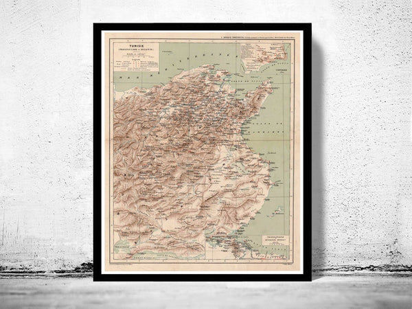 Old Map of Tunisie Tunisia 1912 Vintage Map | Vintage Poster Wall Art Print | Wall Map Print | Old Map Print | Map Gift | Anniversary gift