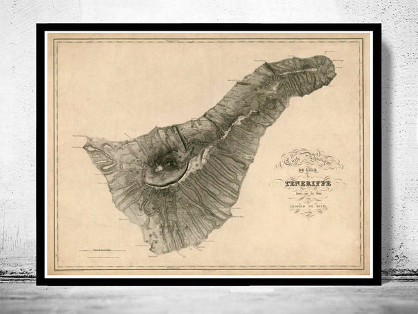 Old Map of Tenerife Canary Islands 1831 Vintage Map | Vintage Poster Wall Art Print | Wall Map Print | Old Map Print | Map Gift