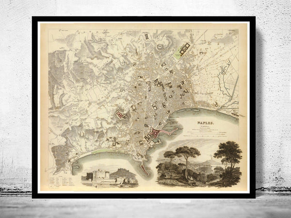 Old Map of Napoli Naples Italy 1835 Vintage Map | Vintage Poster Wall Art Print | Wall Map Print | Old Map Print | Map Gift