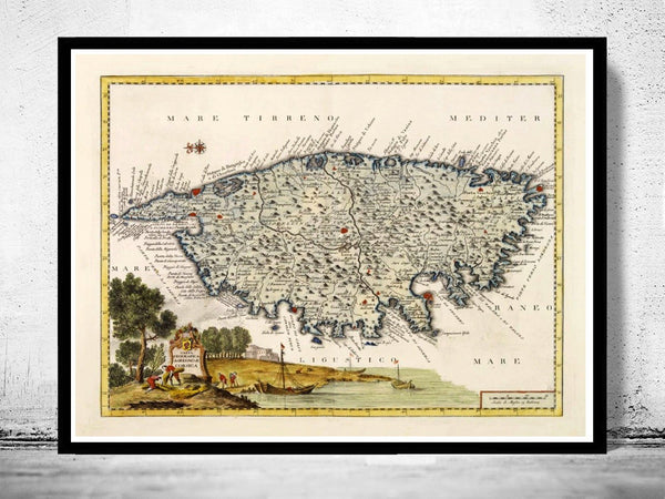 Old Map of Corsica Isle de Corse 1740 | Vintage Poster Wall Art Print | Wall Map Print | Old Map Print | Map Gift | Anniversary gift