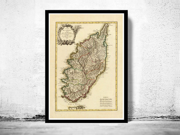 Old Map of Corsica Isle de Corse 1783 Vintage Map | Vintage Poster Wall Art Print | Wall Map Print | Old Map Print | Map Gift