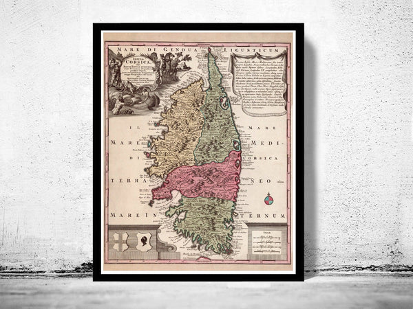 Old Map of Corsica Isle de Corse 1700 Vintage Map | Vintage Poster Wall Art Print | Wall Map Print | Old Map Print | Map Gift