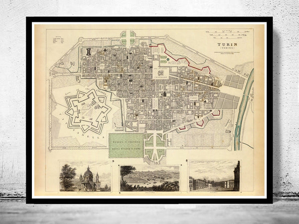 Old Map of Turin Torino Italy 1833 Vintage Map | Vintage Poster Wall Art Print | Wall Map Print | Old Map Print | Map Gift