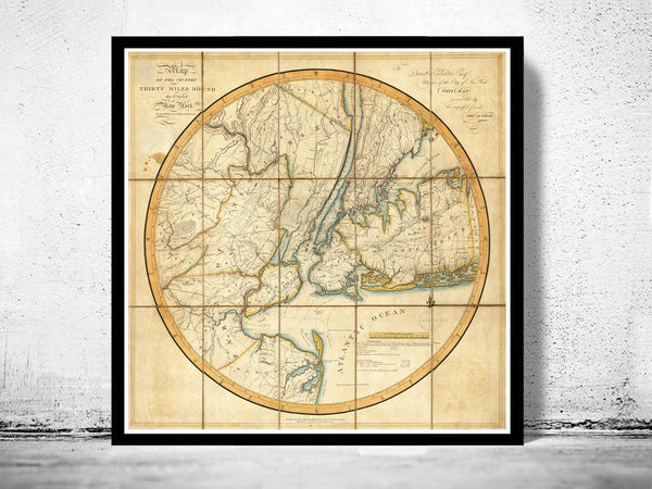 Old Map of New York and Environs 1811 | Vintage Poster Wall Art Print | Wall Map Print | Old Map Print | Map Gift | Anniversary gift