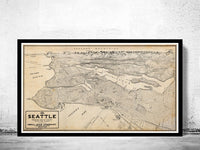 Old Map of Seattle Washington 1925 Vintage Map | Vintage Poster Wall Art Print | Wall Map Print | Old Map Print | Map Gift