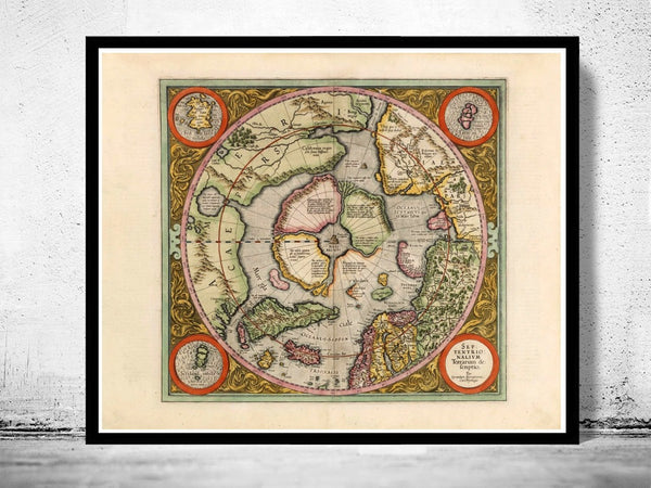 Old Map of North Pole 1609 | World Map Gift World Map Print | Vintage World Map | World Map Wall Art | Map Gift | Anniversary gift