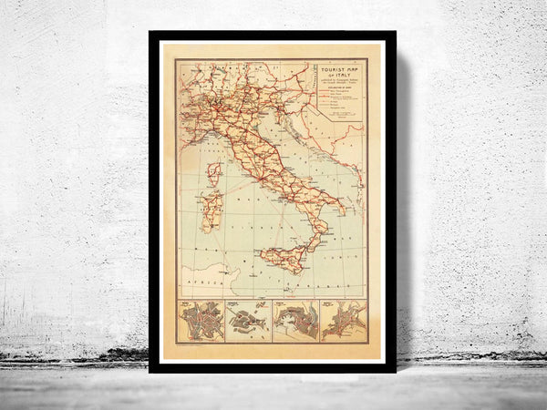 Old Map of Italy Touristic Map 1931 Vintage Map | Vintage Poster Wall Art Print | Wall Map Print | Old Map Print | Map Gift