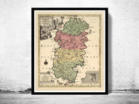 Old Map of Sardinia Sardegna 1720 Vintage Map | Vintage Poster Wall Art Print | Wall Map Print | Old Map Print | Map Gift