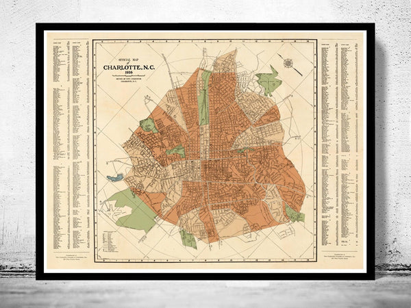 Old map of Charlotte North Carolina Vintage Map of Charlotte | Vintage Poster Wall Art Print | Wall Map Print | Old Map Print | Map Gift