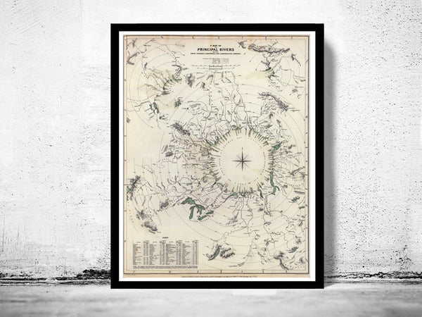 Ols Comparative length of Rivers of the World 1834 | World Map Gift World Map Print | Vintage World Map | World Map Wall Art | Map Gift