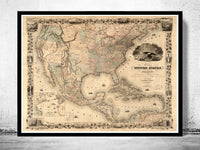 Old Map of United States 1850 Vintage Map | Vintage Poster Wall Art Print | Wall Map Print | Old Map Print | Map Gift | Anniversary gift