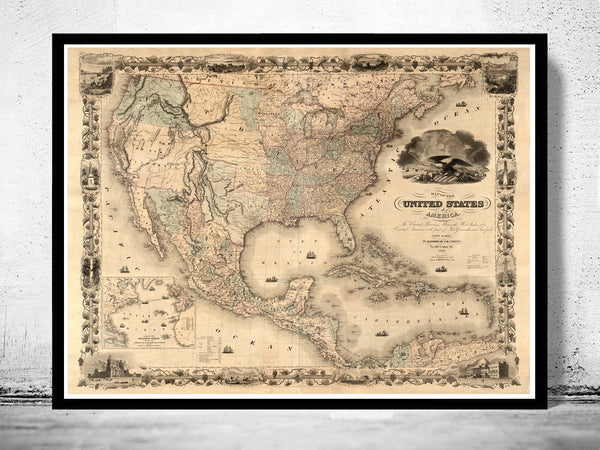 Old Map of United States 1850 Vintage Map | Vintage Poster Wall Art Print | Wall Map Print | Old Map Print | Map Gift | Anniversary gift