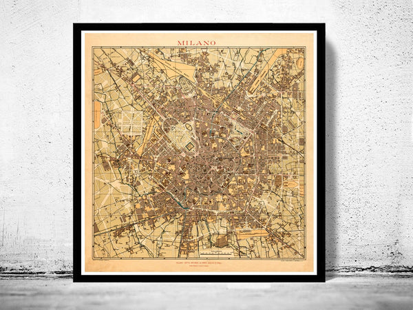 Old Map of Milan Milano 1910 Italy Vintage Map | Vintage Poster Wall Art Print | Wall Map Print | Old Map Print | Map Gift