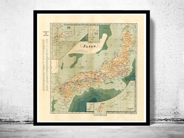 Old Map of Japan 1913 Vintage Map of Japan Island | Vintage Poster Wall Art Print | Wall Map Print | Old Map Print | Japanese decor