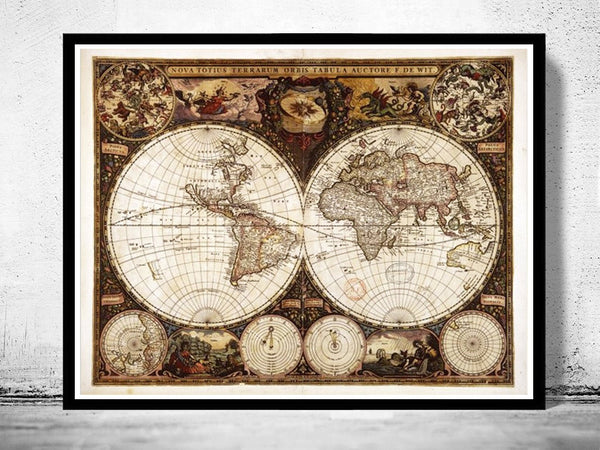 Old World Map 1660 Antique World Map | World Map Gift World Map Print | Vintage World Map | World Map Wall Art | Map Gift| Housewarming Gift