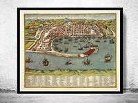 Old Map of Messina 1590 Antique Vintage Italy | Vintage Poster Wall Art Print | Wall Map Print | Old Map Print | Map Gift