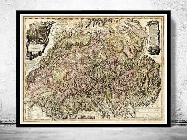 Old Map of Switzerland 1778 Vintage Map | Vintage Poster Wall Art Print | Wall Map Print | Old Map Print | Map Gift | Anniversary gift