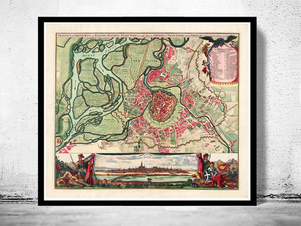 Old Map of Vienna Wien Austria 1712 | Vintage Poster Wall Art Print | Wall Map Print | Old Map Print | Map Gift | Anniversary gift