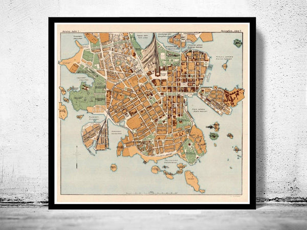 Old map of Helsinki 1928 Vintage Map | Vintage Poster Wall Art Print | Wall Map Print | Old Map Print | Map Gift | Anniversary gift