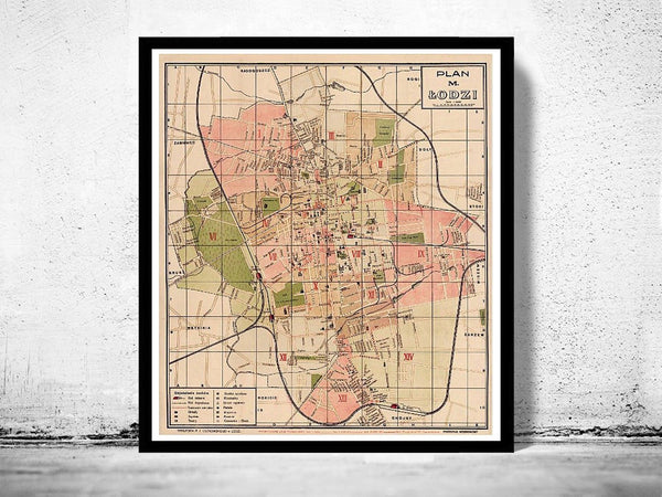 Old Map of Lodz Poland 1927 Vintage Map | Vintage Poster Wall Art Print | Wall Map Print | Old Map Print | Map Gift | Anniversary gift