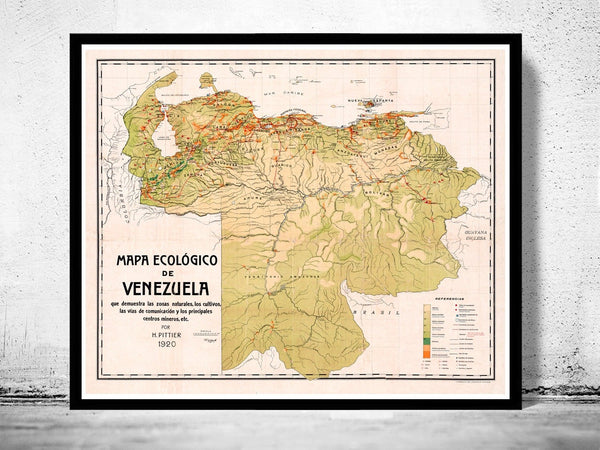 Old Map of Venezuela 1920 Vintage Map | Vintage Poster Wall Art Print | Wall Map Print | Old Map Print | Map Gift | Anniversary gift