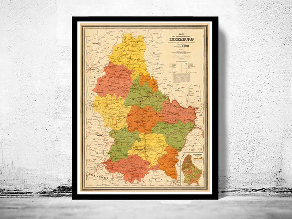 Old Map of Luxemburg Luxembourg 1886 Vintage Map | Vintage Poster Wall Art Print | Wall Map Print | Old Map Print | Map Gift