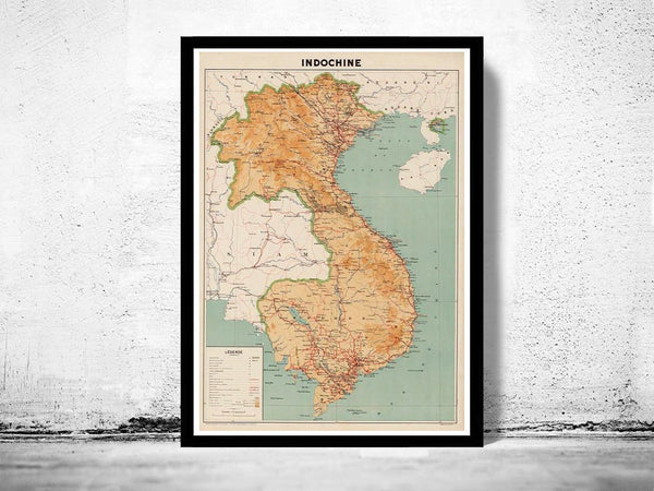 Old Map of Indochina 1937 Vintage Map | Vintage Poster Wall Art Print | Wall Map Print | Old Map Print | Map Gift | Anniversary gift