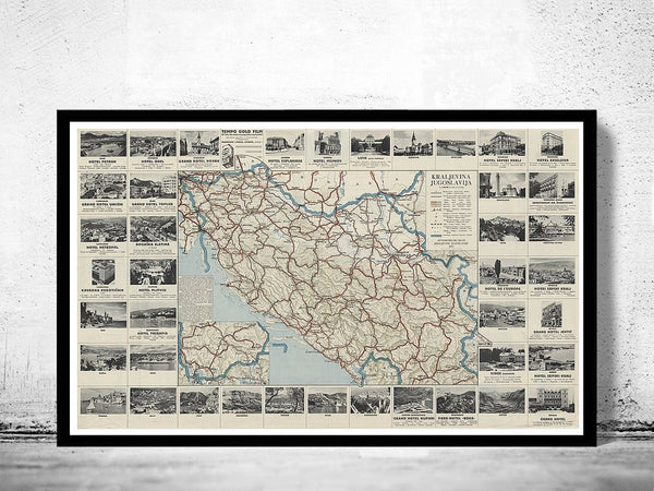 Old Map of Yugoslavia 1933 Vintage Map | Vintage Poster Wall Art Print | Wall Map Print | Old Map Print | Map Gift | Anniversary gift