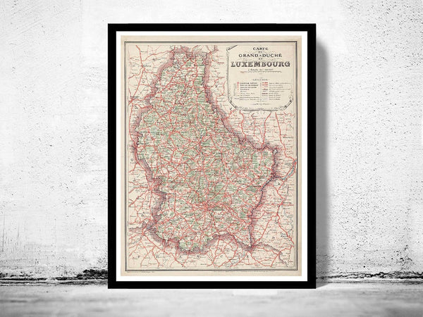 Old Map of Luxemburg Luxembourg 1929 | Vintage Poster Wall Art Print | Wall Map Print | Old Map Print | Map Gift | Anniversary gift