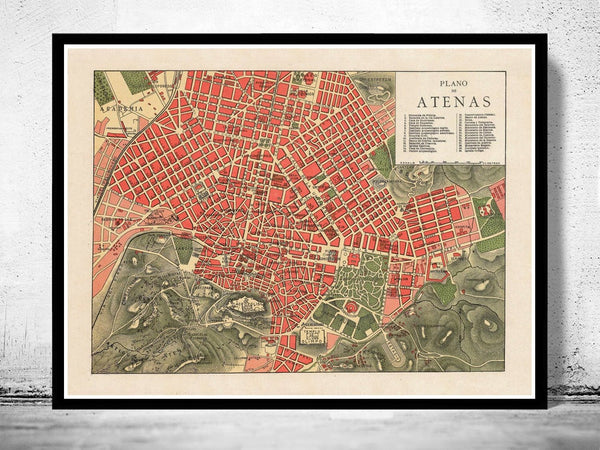 Old Map of Athens Greece 1900 | Vintage Poster Wall Art Print | Wall Map Print | Old Map Print | Map Gift | Anniversary gift