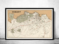 Old map of Hobart Australia 1893 Vintage Map | Vintage Poster Wall Art Print | Wall Map Print | Old Map Print | Map Gift | Anniversary gift