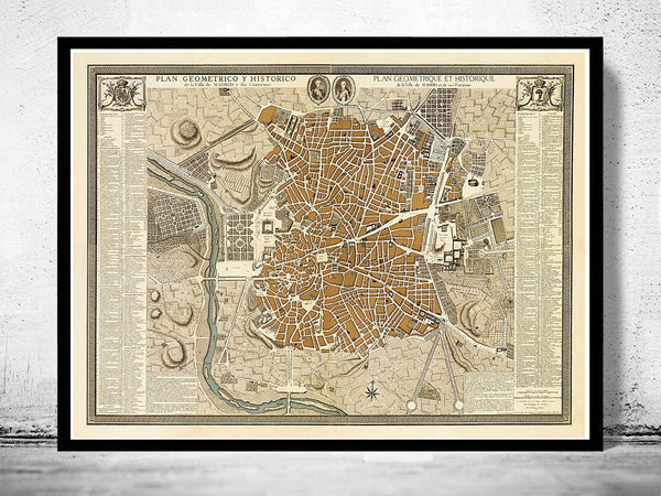 Beautiful Old Map of Madrid 1761 Spain Espana | Vintage Poster Wall Art Print | Wall Map Print | Old Map Print | Map Gift