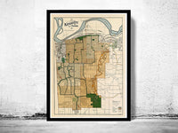 Old map of Kansas City Missouri 1915 Vintage Map | Vintage Poster Wall Art Print | Wall Map Print | Old Map Print | Map Gift