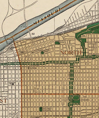 Old map of Kansas City Missouri 1915 Vintage Map | Vintage Poster Wall Art Print | Wall Map Print | Old Map Print | Map Gift