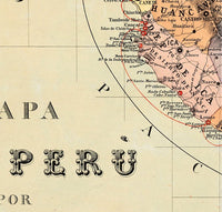 Old map of Peru Lima 1871 Vintage Map | Vintage Poster Wall Art Print | Wall Map Print | Old Map Print | Map Gift | Anniversary gift