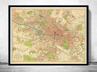 Old Map of Glasgow Scotland 1917 Vintage Map | Vintage Poster Wall Art Print | Wall Map Print | Old Map Print | Map Gift | Anniversary gift